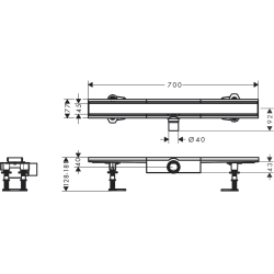 Монтажний комплект для плоскої установки Hansgrohe RainDrain Compact 700 мм Brushed Stainless Steel 56164800