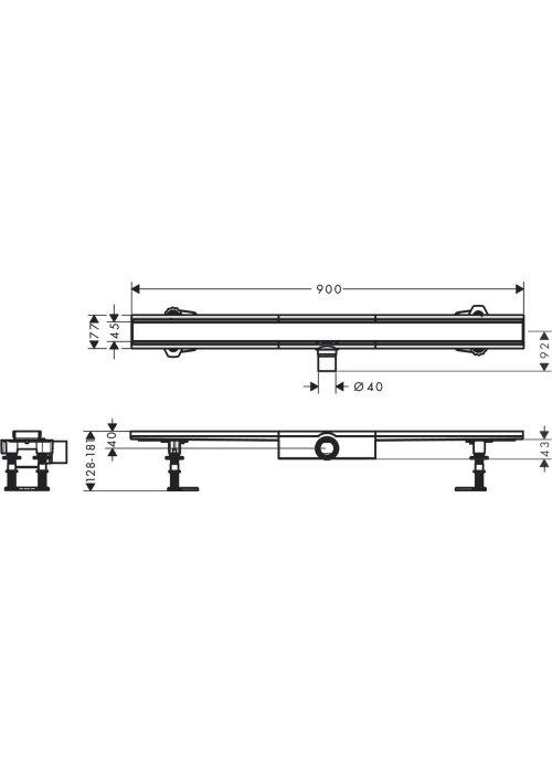 Монтажний комплект для плоскої установки Hansgrohe RainDrain Compact 900 мм Chrome 56168800