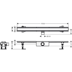 Монтажный комплект для стандартной установки Hansgrohe RainDrain Compact 900 мм Chrome 56180800