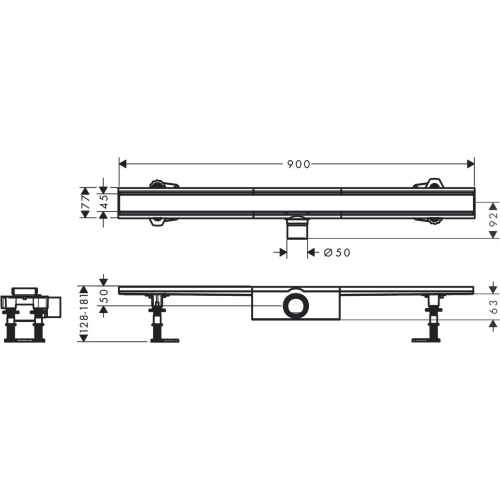 Монтажний комплект для стандартної установки Hansgrohe RainDrain Compact 900 мм Chrome 56180800