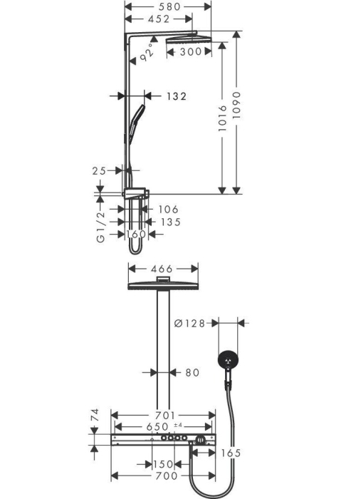 Душевая система Hansgrohe Rainmaker Select 460 3jet Showerpipe с термостатом 27106400