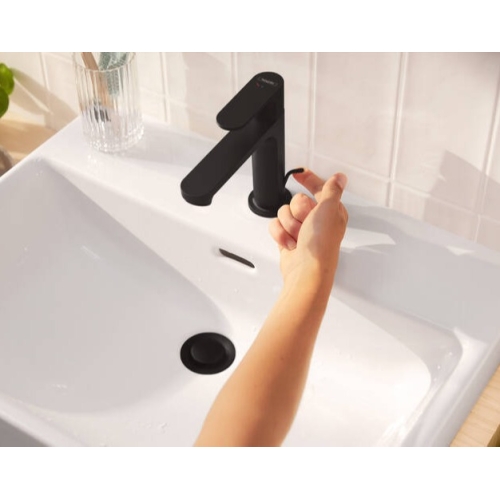 Змішувач Hansgrohe Rebris S 110 Coolstart для умивальника з д/к pop-up, Matt Black 72519670