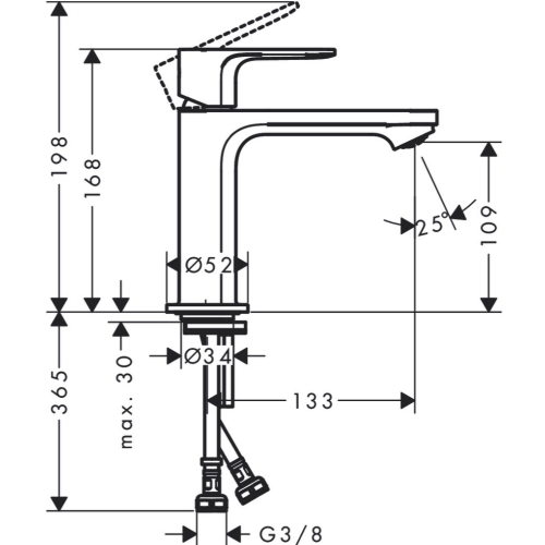 Змішувач Hansgrohe Rebris S 110 Coolstart для умивальника без д/к. Chrome 72520000