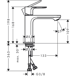 Смеситель Hansgrohe Rebris S 110 Coolstart для умывальника без д/к. Matt Black 72520670