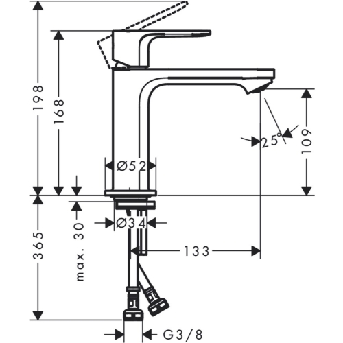 Змішувач Hansgrohe Rebris S 110 Coolstart для умивальника без д/к. Matt Black 72520670