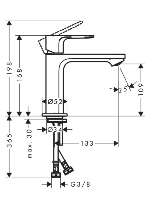 Смеситель Hansgrohe Rebris S 110 Coolstart для умывальника без д/к. Matt Black 72520670