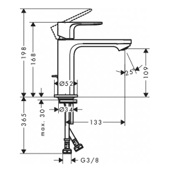 Смеситель Hansgrohe Rebris E 110 Coolstart для умывальника без д/к. Matt Black 72560670