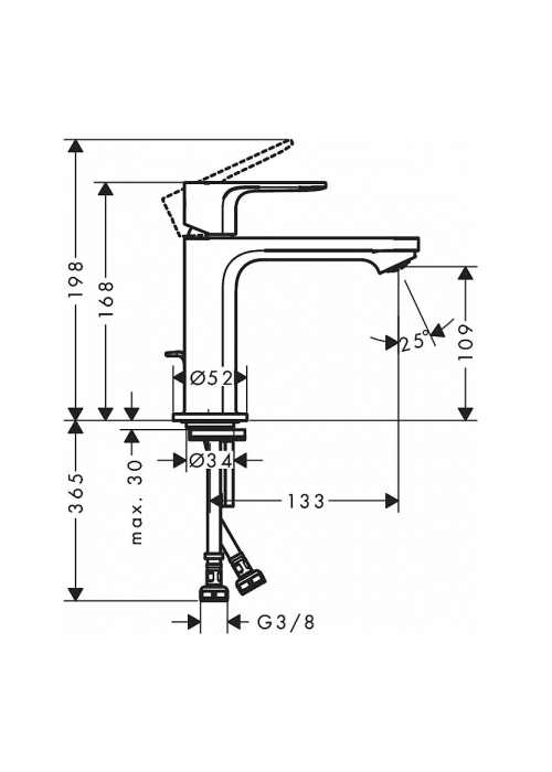 Смеситель Hansgrohe Rebris E 110 Coolstart для умывальника без д/к. Matt Black 72560670