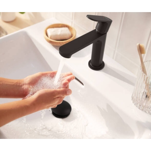 Змішувач Hansgrohe Rebris S 110 Coolstart EcoSmart+ для умивальника з д/к pop-up. Matt Black 72588670