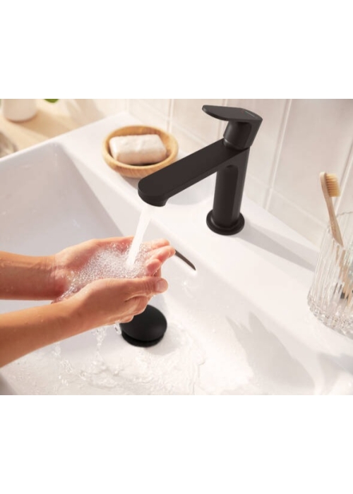 Змішувач Hansgrohe Rebris S 110 Coolstart EcoSmart+ для умивальника з д/к pop-up. Matt Black 72588670