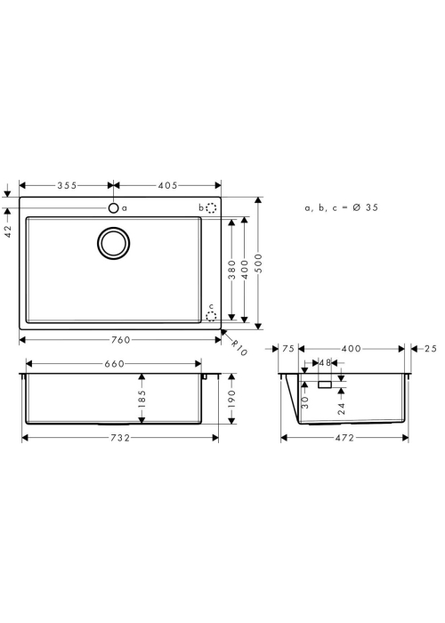 Кухонная мойка Hansgrohe S71 S711-F660 43302800