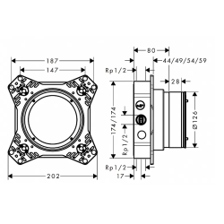 Скрытая часть смесителя Hansgrohe iBox universal 2 Basic set 01500180