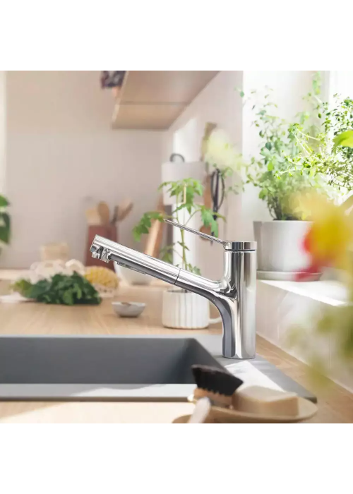 Змішувач для кухні Hansgrohe Zesis M33 з витяжним виливом, 74800000