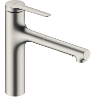 Змішувач кухонний Hansgrohe Zesis M33 160 2jet з витяжним виливом Stainless Steel Finish 74801800