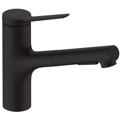 Смеситель кухонный Hansgrohe Zesis  M33 150 2jet  с выдвижным изливом sBox Lite Matt Black 74803670