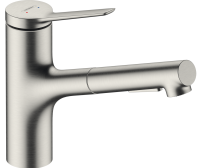 Смеситель кухонный Hansgrohe Zesis M33 150 2jet с выдвижным изливом sBox Lite Stainless Steel Finish 74803800