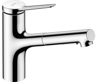 Смеситель кухонный Hansgrohe Zesis M33 150 2jet с выдвижным изливом, ECO Chrome 74810000