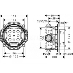 Скрытая часть смесителя HANSGROHE IBOX UNIVERSAL 01800180