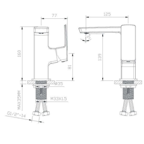 Змішувач для раковини IMPRESE GRAFIKY, важіль збоку, ZMK041807012