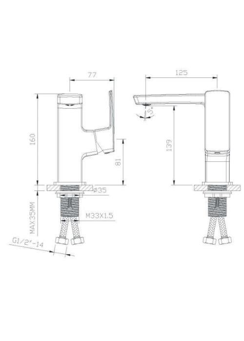 Змішувач для раковини IMPRESE GRAFIKY, важіль збоку, ZMK041807012