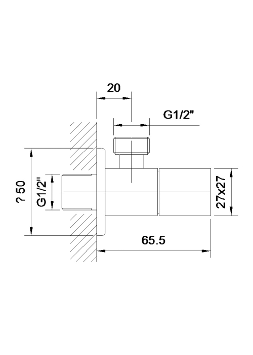 Кутовий вентиль Impres Grafiky, чверть обертів G1/2-G1/2, ZMK041807001