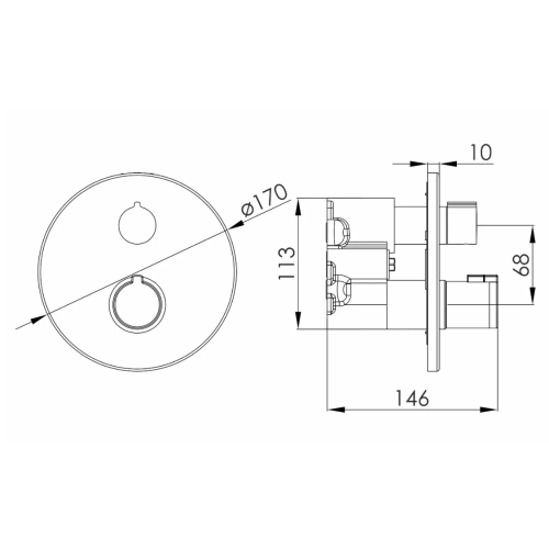 Термостат для душу Imprese KUCERA, прихований монтаж, на 2 споживача, f04603410AC