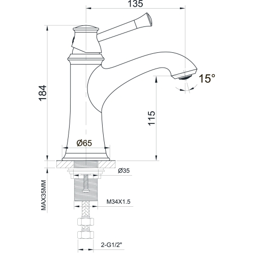 Змішувач для раковини IMPRESE PODZIMA LEDOVE, хром, ZMK01170101