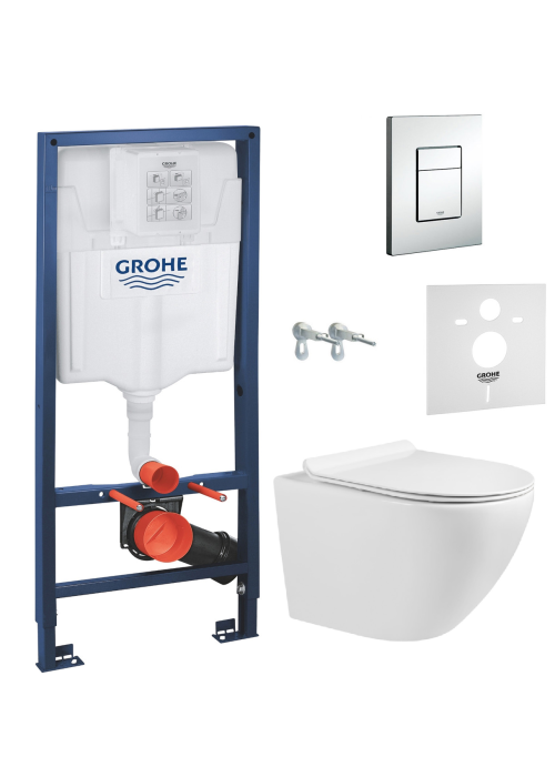 Комплект: унітаз підвісний Volle Amadeus з сидінням + інсталяція Grohe Rapid SL (13-06-055M+38772001)