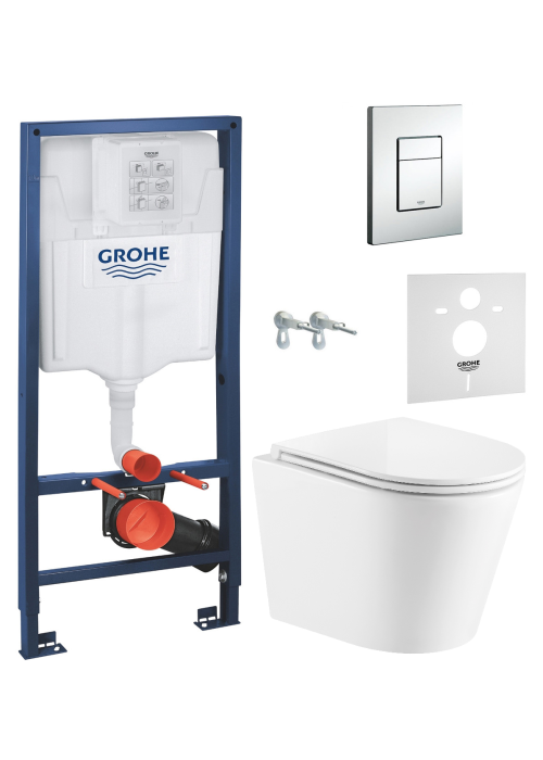 Комплект: унітаз підвісний Imprese VLTAVA Rimless з сидінням + інсталяція Grohe Rapid SL (c06809603+38772001)