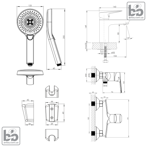 Комплект змішувачів (3 в 1) IMPRESE KIT 20081 kit20081