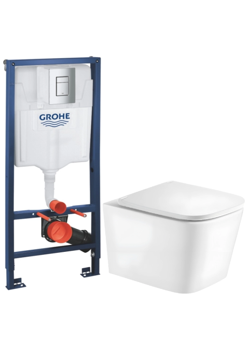 Комплект: инсталляция Grohe 38772001 + унитаз подвесной Imprese KUBIK с сидением дюропласт soft-close c06810200