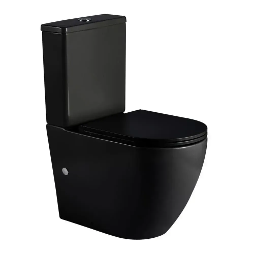 Унітаз безободковий IMPRESE LESNA BLACK Компакт підлоговий до стіни, сидіння Slim slow-closing, i11507 black
