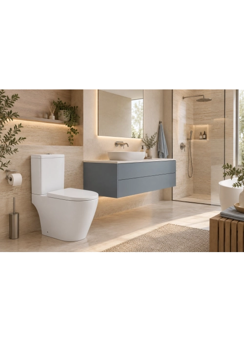 Унітаз-компакт IMPRESE LASKA безободковий із бачком і сидінням Soft Close, білий глянець 63×38×82 см (c06203803)