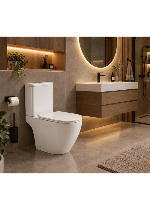 Унітаз-компакт IMPRESE SVETLY безободковий із бачком і сидінням Soft Close, білий глянець 63×36×82 см (c06205203)