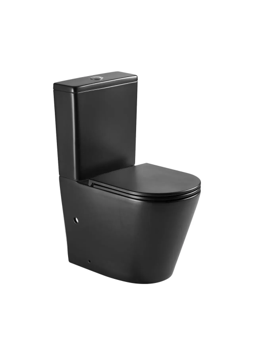 Унітаз безободковий IMPRESE LESNA BLACK Компакт підлоговий до стіни, сидіння Slim slow-closing, с06509610