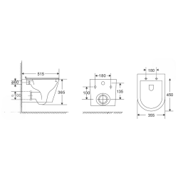 Унітаз підвісний Imprese VLTAVA Rimless тверде сидіння slim slow-closing, c06809603