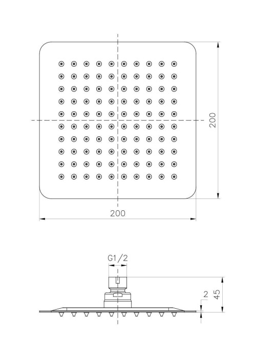 Верхній душ IMPRESE, з 1 типом струменя, SQ200SS2