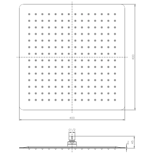 Верхній душ IMPRESE, з 1 типом струменя, SQ400SS2