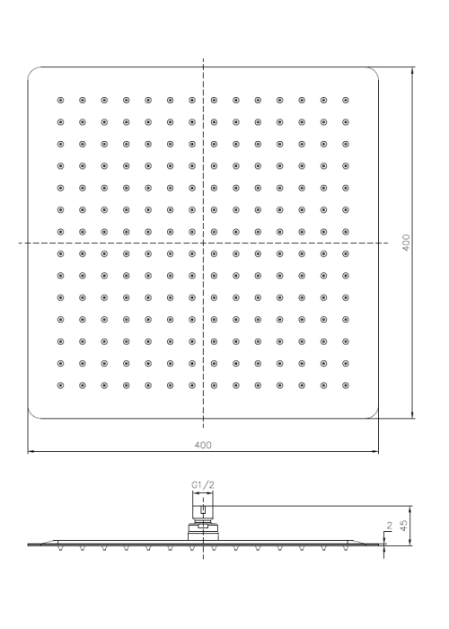 Верхній душ IMPRESE, з 1 типом струменя, SQ400SS2