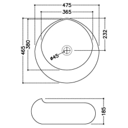 Раковина  Jaquar JDS 46,5x47,5 см, круглая, на столешницу, JDS-WHT-25903