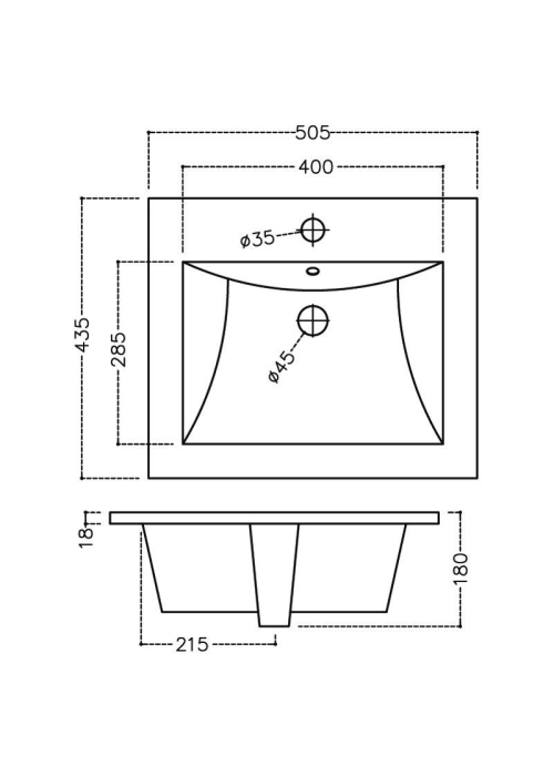 Раковина Jaquar Kubix F 50,5x43,5 см, прямокутна, KUS-WHT-35601