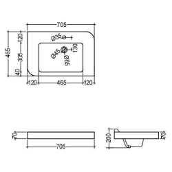 Раковина  Jaquar Alive 70,5x46,5 см, прямоугольная, ALS-WHT-85601