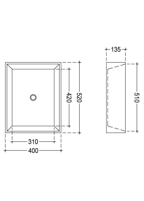 Раковина  Jaquar JDS 52x40 см, прямоугольная, JDS-WHT-25907N