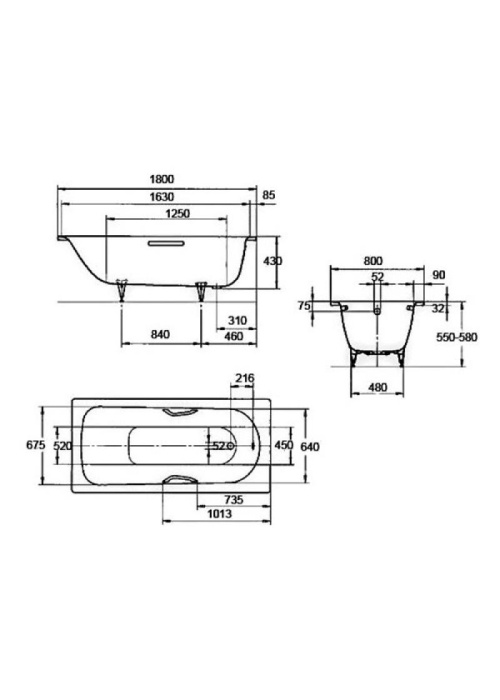 Ванна стальная KALDEWEI Saniform Plus 375-1 (112800010001) 180х80