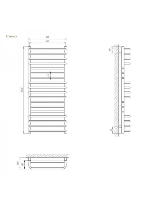 Полотенцесушитель Laris Гермес П18 500 х 1200
