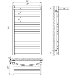Полотенцесушитель Laris Гранд П11 500 х 900 з полицею