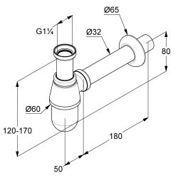 Сифон пляшковий для раковини KLUDI G1 1/4 1010505-00