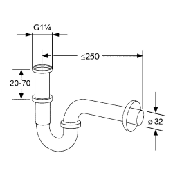 Сифон трубний для раковини KLUDI G1 1/4 1025005-00