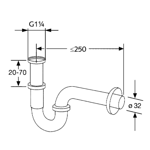 Сифон трубний для раковини KLUDI G1 1/4 1025005-00