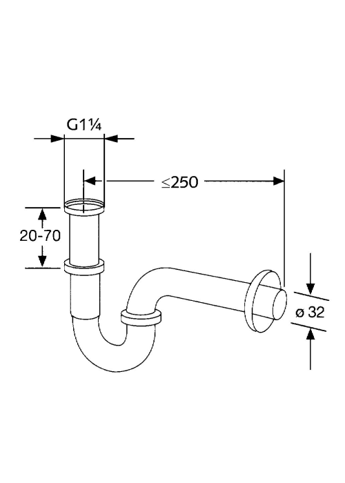 Сифон трубний для раковини KLUDI G1 1/4 1025005-00